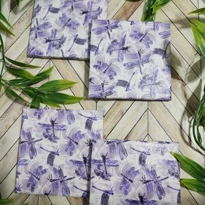 Hand Crafted Purple Dragonfly Coaster Set